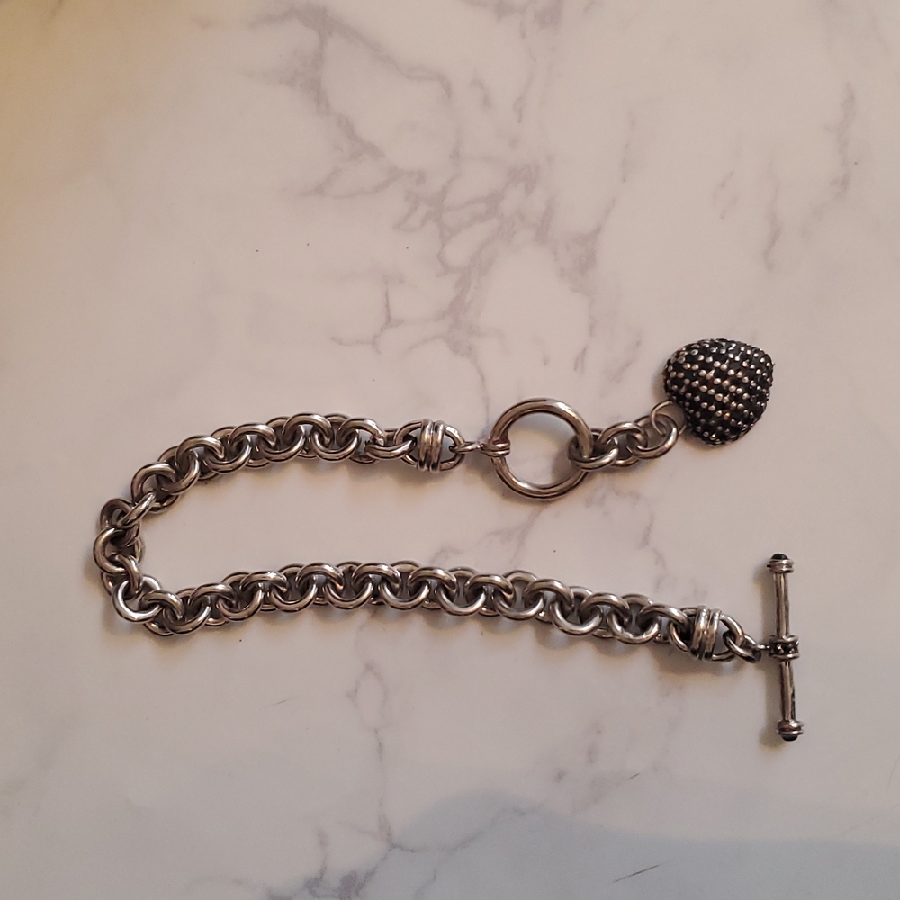 Sterling silver sapphire bangle bracelet